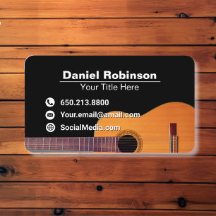 Carte De Visite Guitare de musique noire élégante moderne
