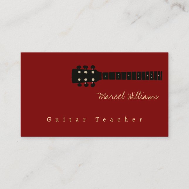 Carte De Visite Guitare du professeur de musique rouge foncé (Devant)
