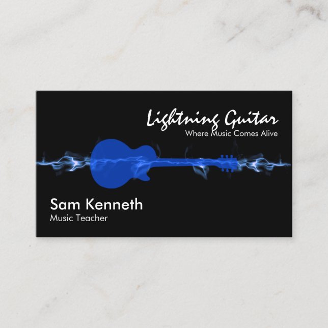 Carte De Visite Guitare Electric Blue Wave Lightning (Devant)