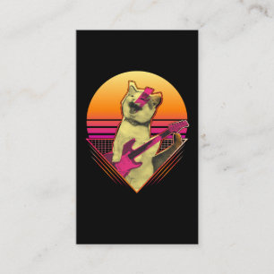 Carte De Visite Guitare électrique jouant Cat Meow 80s 90s Vaporw