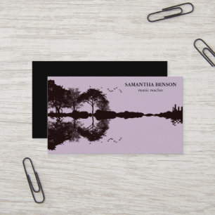 Carte De Visite Guitare élégante Musique d'ombre de paysage de lac