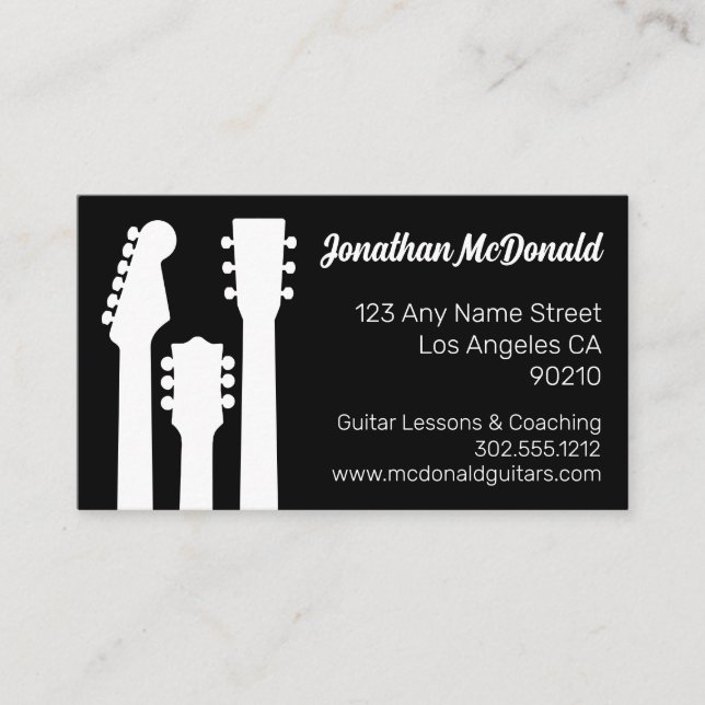 Carte De Visite Guitare Enseignant Musicien Guitariste Rock Musiqu (Devant)