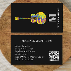 Carte De Visite Guitare Enseignant professionnel personnalisé QR C