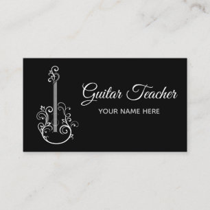 Carte De Visite Guitare florale professeur d'instrument de musique
