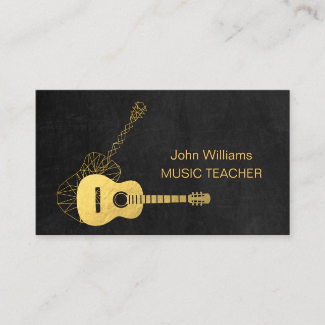 Carte De Visite Guitare Gold Music Enseignant DJ Musicien géométri (Devant)