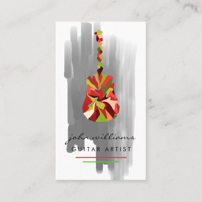 Carte De Visite Guitare Instrument Music Teacher DJ Event Manager (Devant)