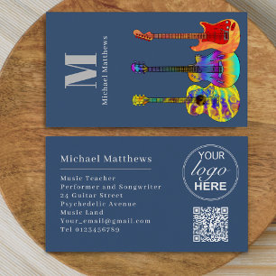 Carte De Visite Guitare Music Enseignant personnalisé QR Code et l