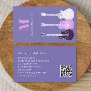 Carte De Visite Guitare Music Enseignant personnalisé QR Code viol