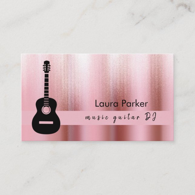 Carte De Visite Guitare Music Enseignant Rose Gold DJ Player (Devant)