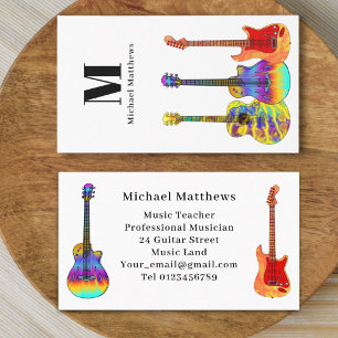 Carte De Visite Guitare Musique enseignant Monogramme personnalisé