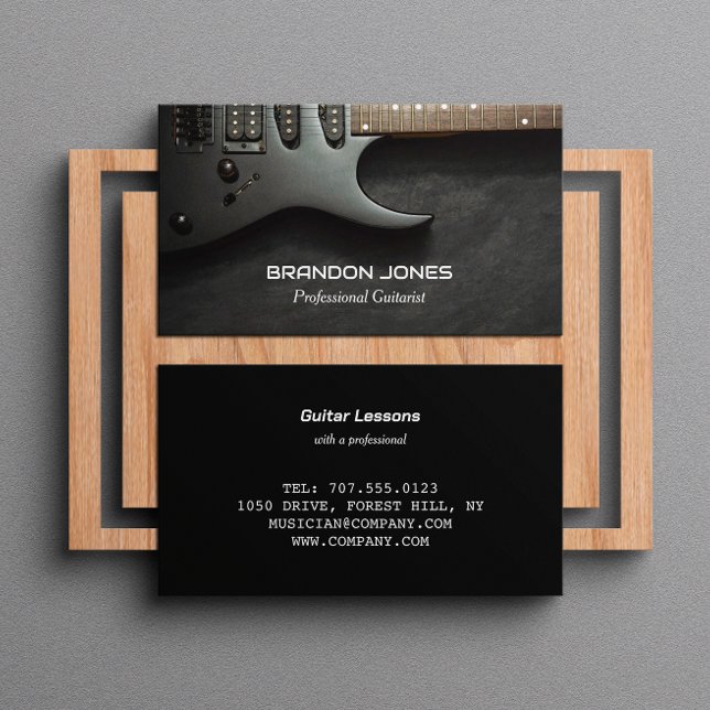 Carte De Visite Guitare noire, Guitariste, Musicien professionnel (Créateur téléchargé)