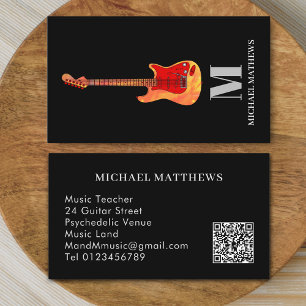Carte De Visite Guitare Professional Musicien Personnalisé QR Code