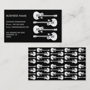 Carte De Visite Guitares Électriques Graphique en Blanc