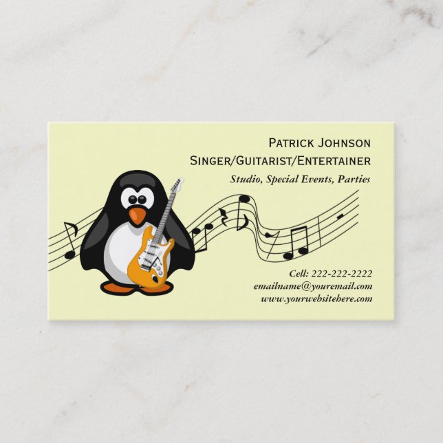 Carte De Visite Guitariste drôle de musicien de joueur de guitare (Devant)
