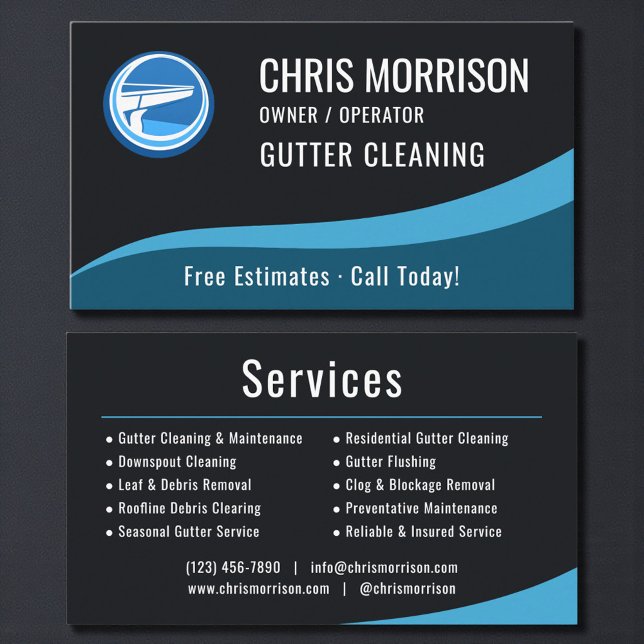 Carte De Visite Gutter Cleaning Service  (Créateur téléchargé)