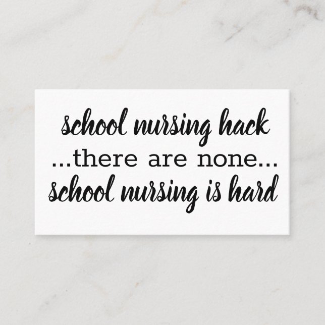 Carte De Visite Hack en soins infirmiers à l'école, petite et simp (Devant)