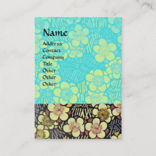 CARTE DE VISITE HAIKU / FLEURS DE PRINTEMPS BLEU BLEU TURQUOISE NO