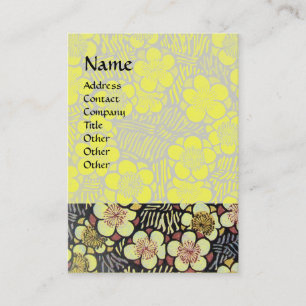 CARTE DE VISITE HAÏKU / NOIR BLANC JAUNE FLEURS DE PRINTEMPS