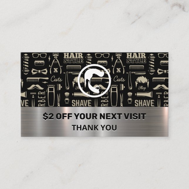 Carte De Visite Hair Beard | Motif Barber Tools | Réduction (Devant)
