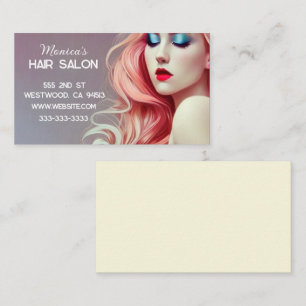 Carte De Visite Hair Salon modèle cheveux rose