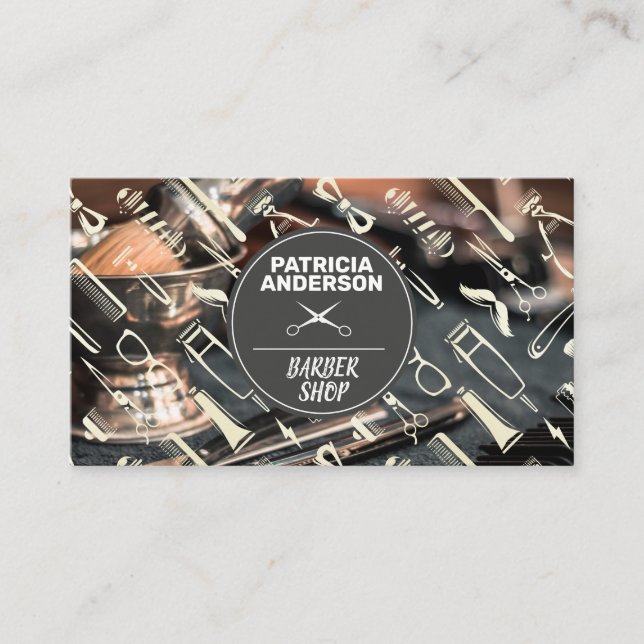 Carte De Visite Hair Station | Outils en barbier à salon (Devant)