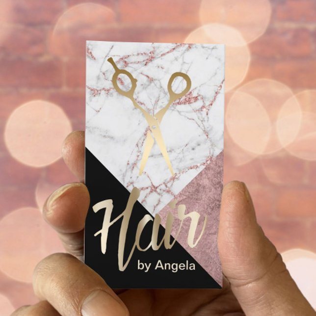 Carte De Visite Hair Styliste Gold Ciseau Moderne Marbre Salon de  (Créateur téléchargé)