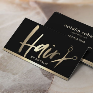 Carte De Visite Hair Styliste Moderne Typographie Or Beauté Salon