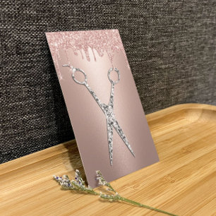 Carte De Visite Hair Styliste Rose Gold Drives Diamond Scissor Sal