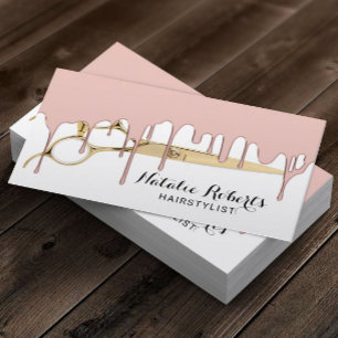Carte De Visite Hair Styliste Rose Gold Driving Gold Scissor Salon
