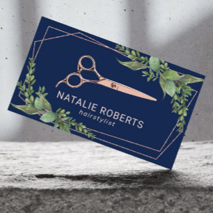 Carte De Visite Hair Styliste Rose Gold Géométrique Vert Marine