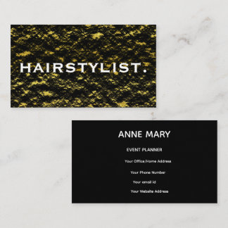Carte De Visite Hairstylist Golden Black White Gold Abstract Spa