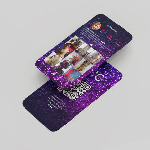 Carte De Visite Hairstyliste Grille Instagram Grille violet rose P