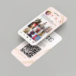 Carte De Visite Hairstyliste moderne Marbre rose Or Instagram