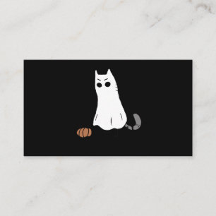 Carte De Visite Halloween Citrouille de chat fantôme