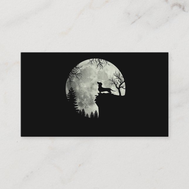 Carte De Visite Halloween Dachshund Et Lune (Devant)