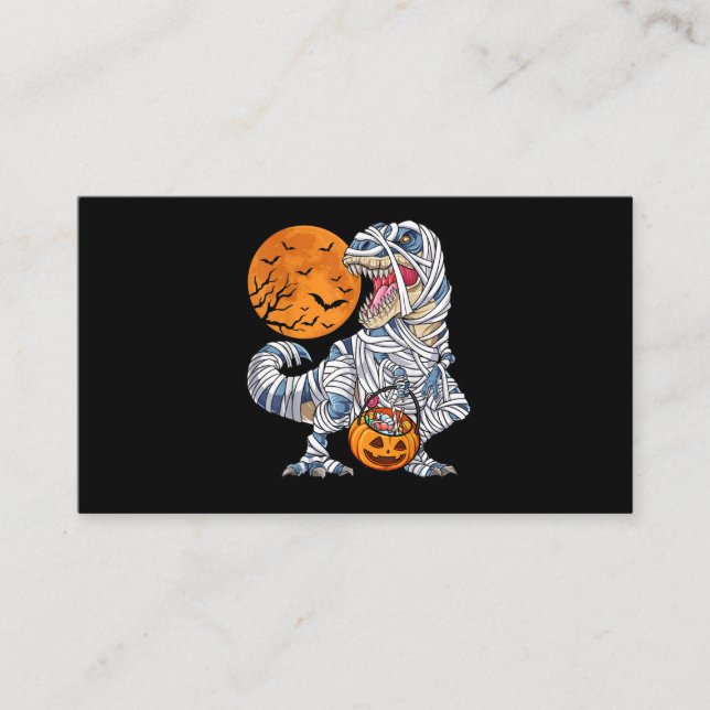 Carte De Visite Halloween Dinosaur T rex Citrouille maman (Devant)