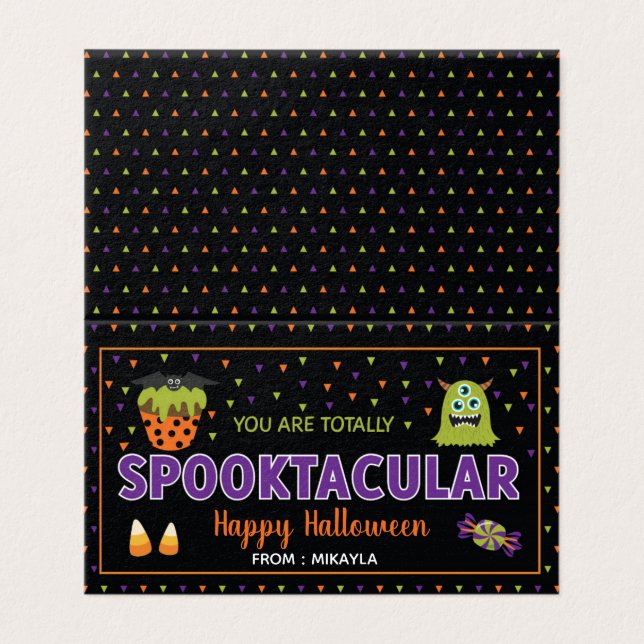 Carte De Visite Halloween Favoriser le renfoncement de sac avec le (Extérieur déplié)