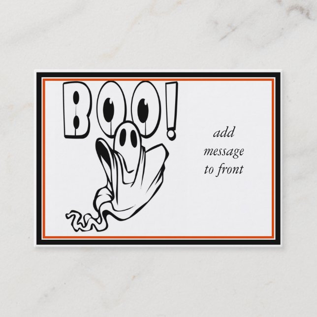 Carte De Visite Halloween Ghost dit "BOO !" (Devant)