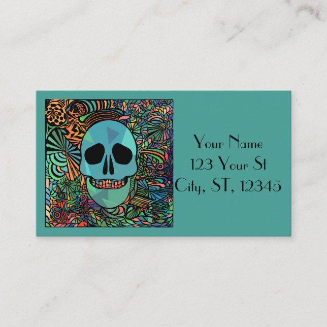 Carte De Visite Halloween Hippie Skull Thunder_cove (Devant)