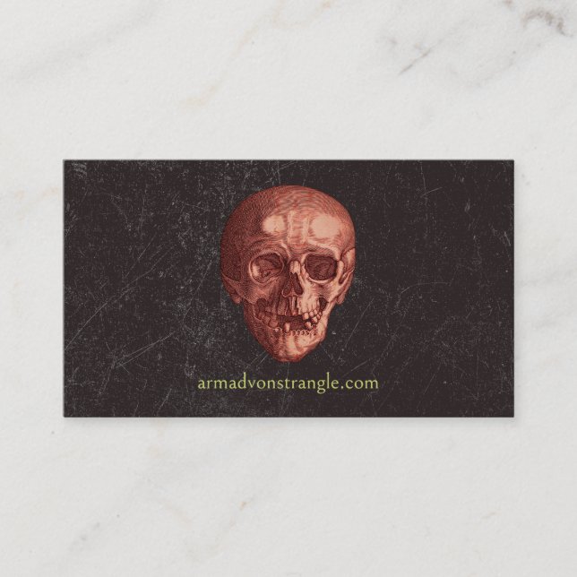 Carte De Visite Halloween rouge effrayant crâne humain (Devant)