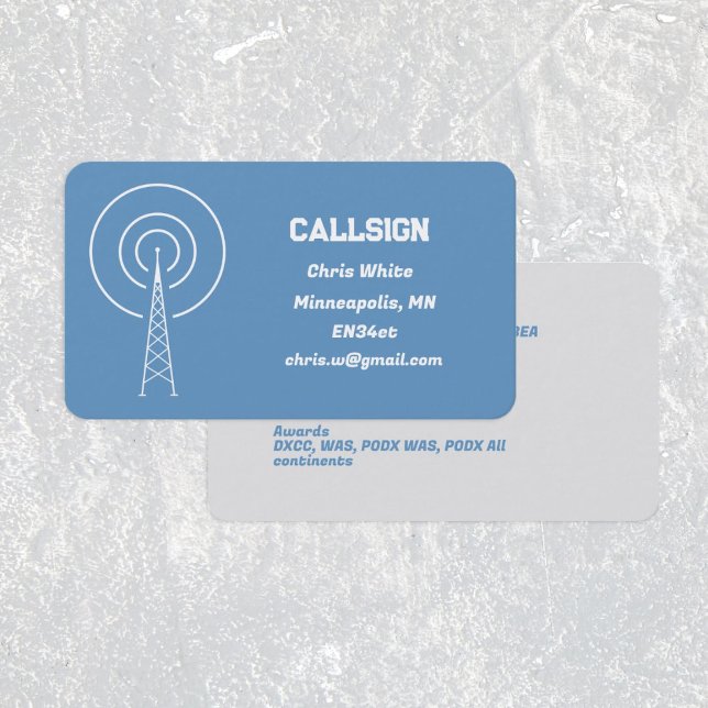 Carte De Visite Ham Amateur Radio Bleu (Amateur Radio Cards)