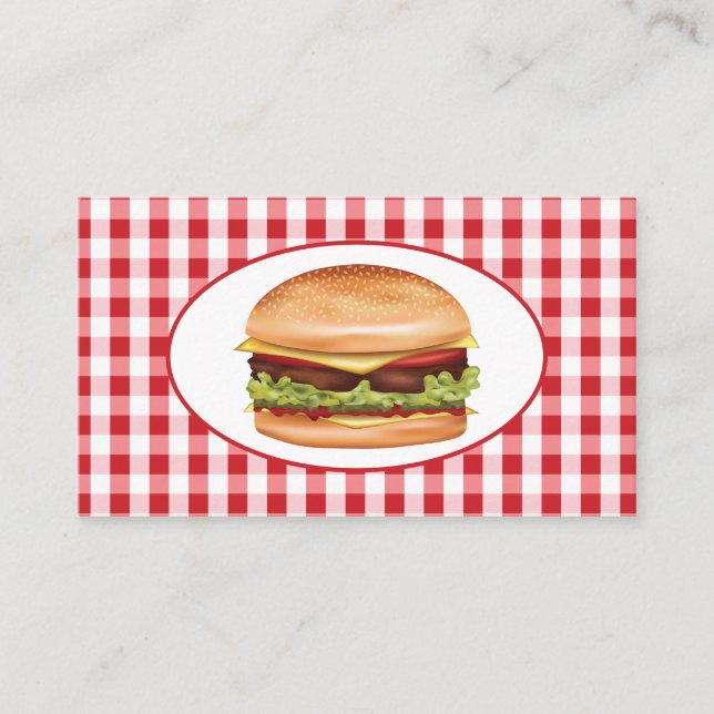 Carte De Visite Hamburger Design Restauration Rapide Diner Ou Rest (Devant)