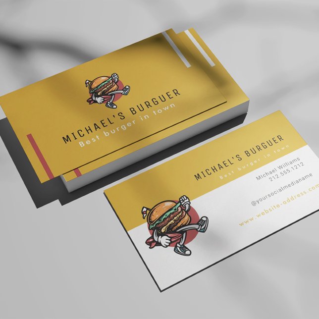 Carte De Visite Hamburger restaurant food truck moutarde jaune (Créateur téléchargé)