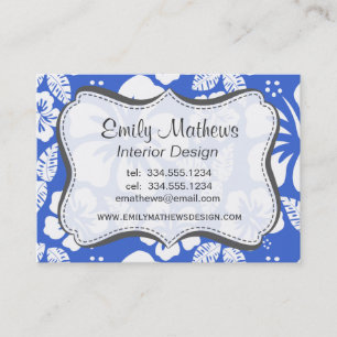 Carte De Visite Han Blue Hawaiian Tropical Hibiscus