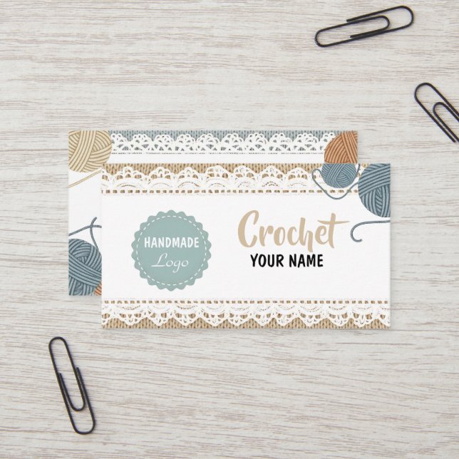 Carte De Visite  Handmade Crochet Business Card (Devant/Arrière en situation)