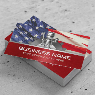 Carte De Visite Handyman Auto Repair Service Patriotic Red Metal