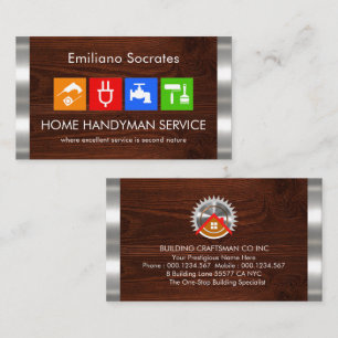 Carte De Visite Handyman Bois Bois Argent