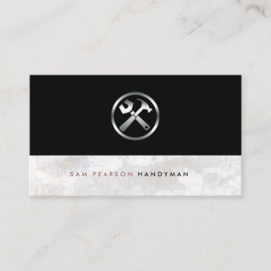 Carte De Visite Handyman Bold Outils de réparation en argent Icon 