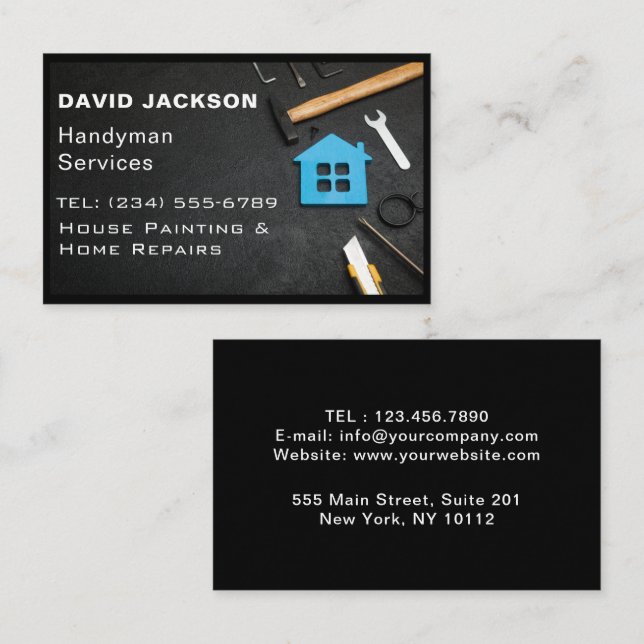 Carte De Visite Handyman / Carpenter Outils Accueil Amélioration B (Devant / Derrière)