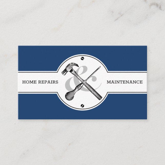 Carte De Visite Handyman Construction Marine Bleu Personnalisé Mod (Devant)